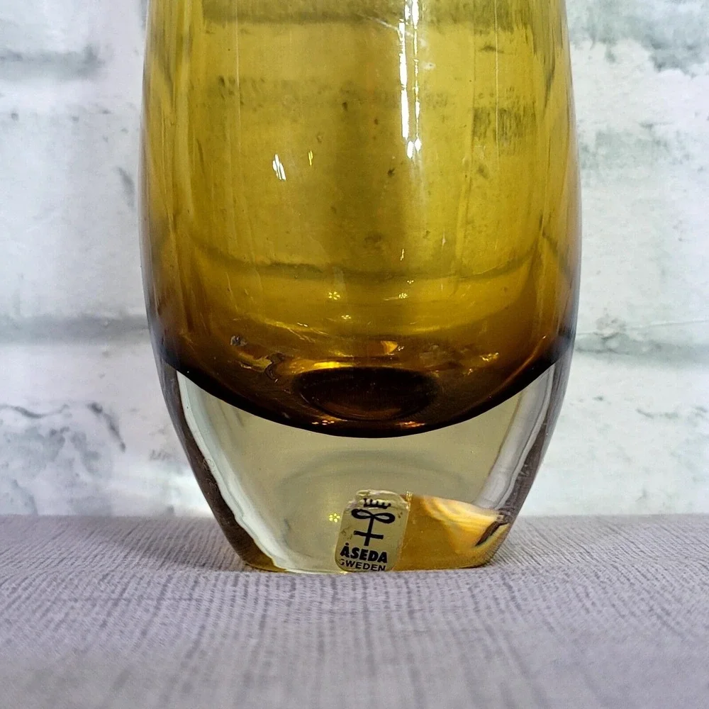 Vintage Mid Century Aseda Sweden Amber 7